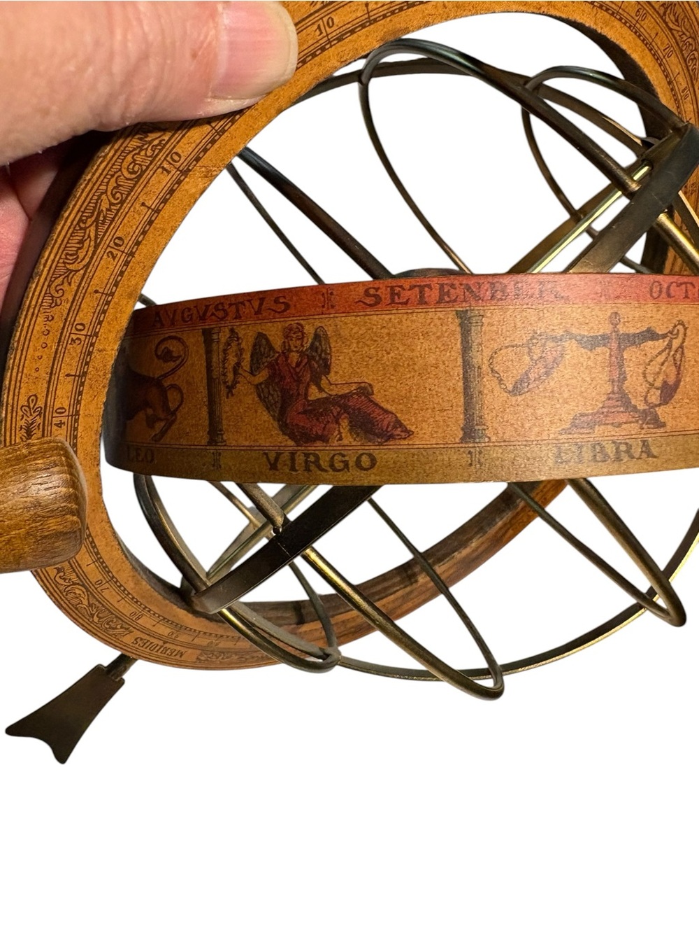 Vintage Decorative Armillary Sphere in Warm Brown and Brass - Picture 14 of 16